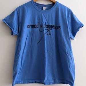 Armed and Dangerous Quilting Blue T-Shirt Size XL